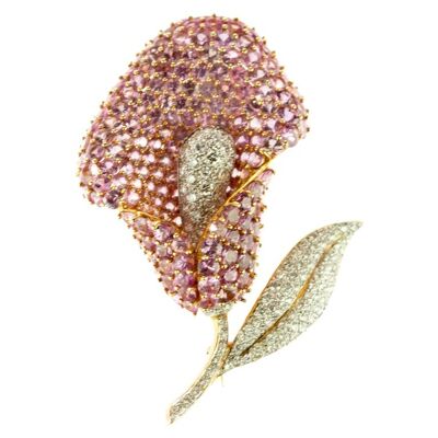 Diamonds and Sapphires Flower Brooch