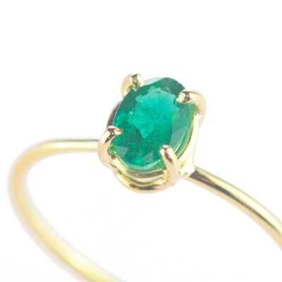 Emerald Gold Solitaire Ring