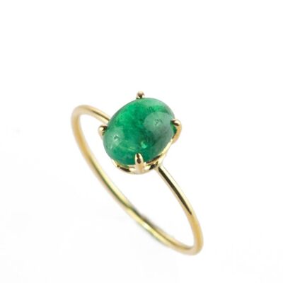 Emerald Oval Cabochon Ring