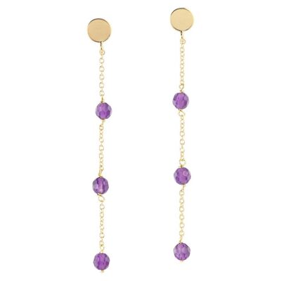 Faceted Amethyst Long Earrings