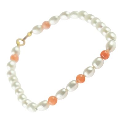 Freshwater Pearls & Coral Bracelet