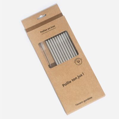Pack of 10 reusable stainless steel straws 🥤