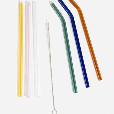Reusable Multicolored Glass Straws