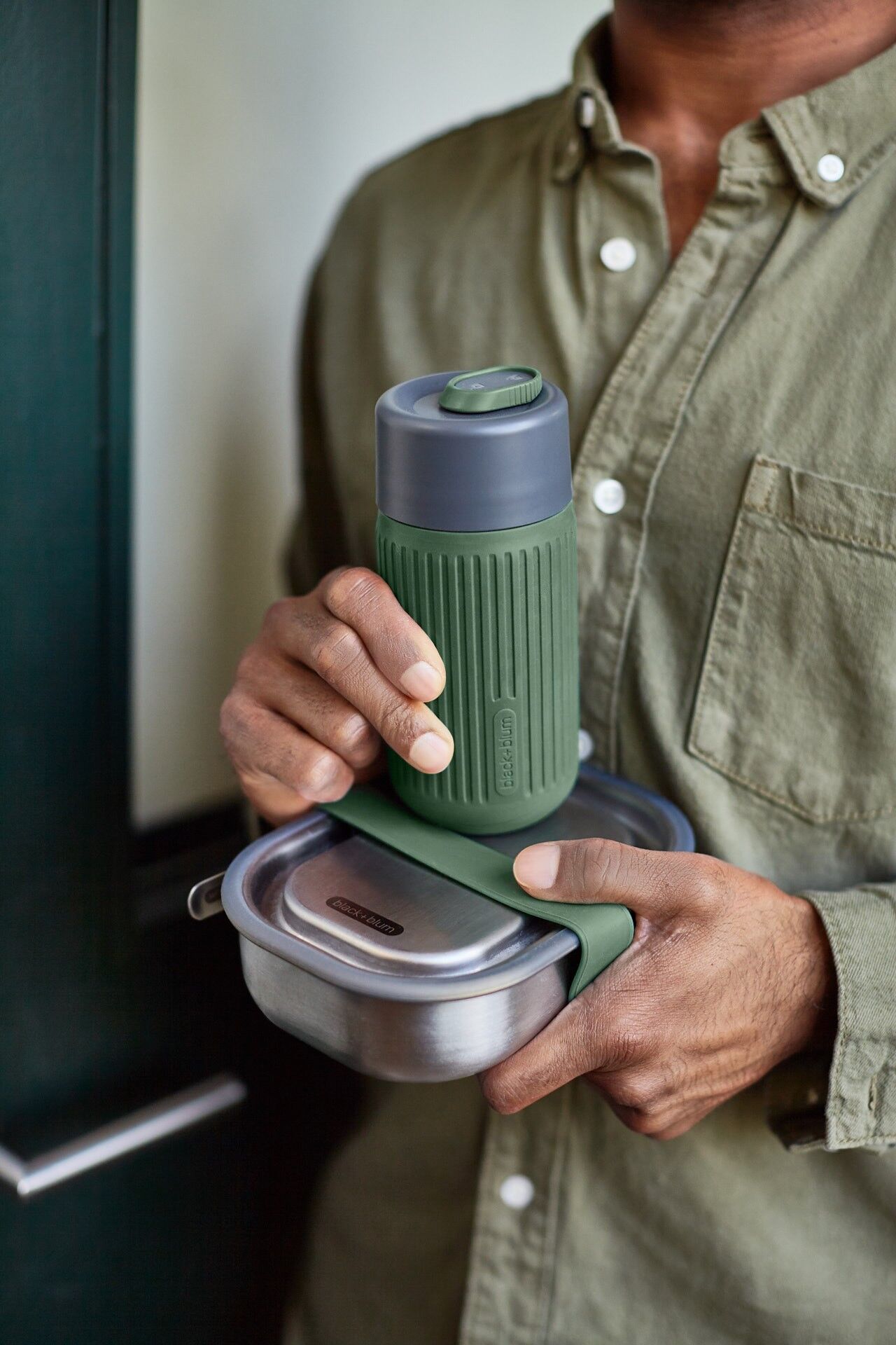 Tazza da viaggio/Mug in vetro oliva 340 ml