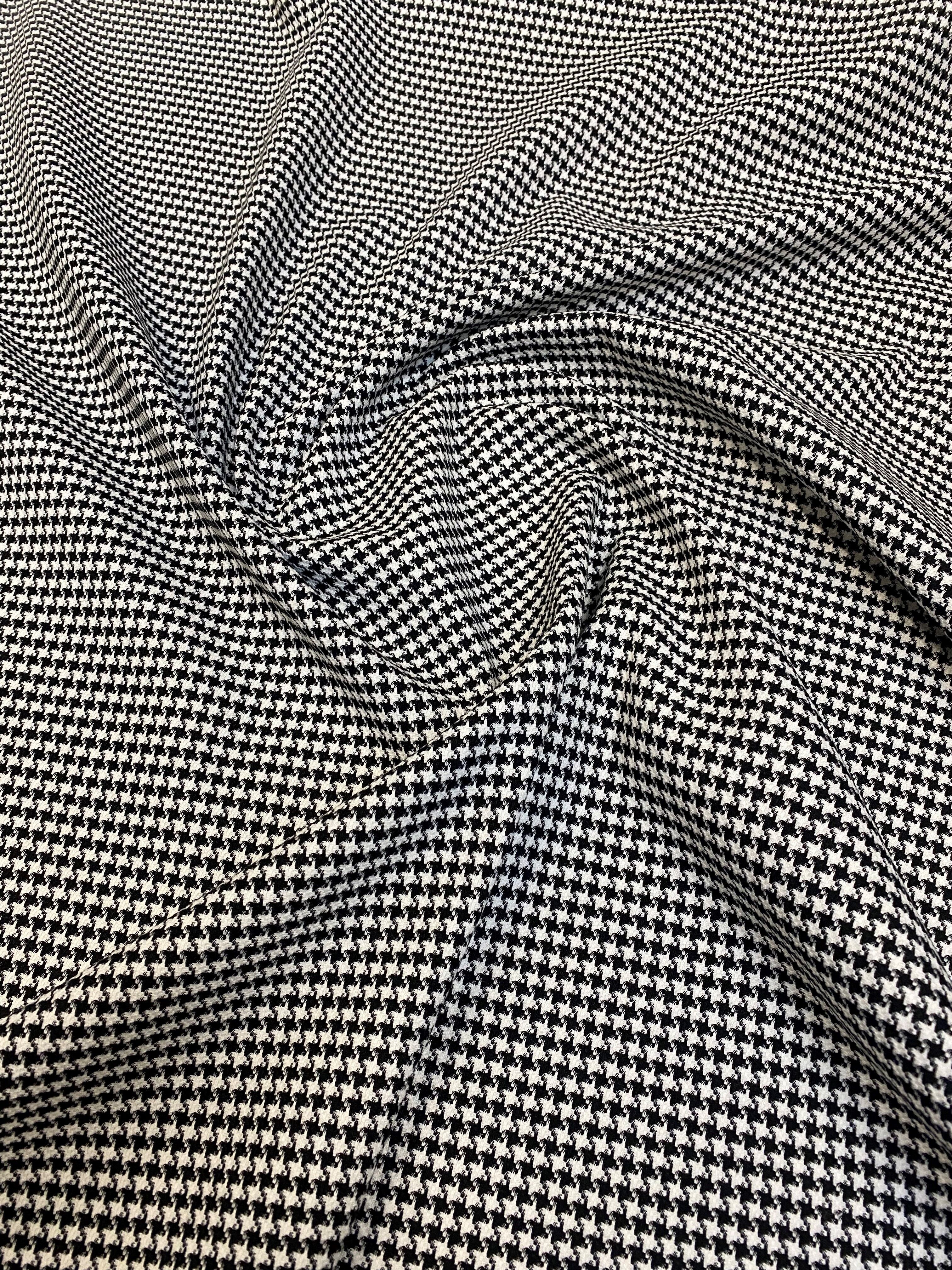 Tissu aspect laine pied de poule stretch noir et blanc - Sae