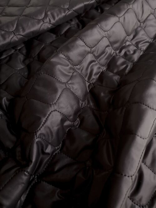 Tissu polyester matelassé doublé fourrure couleur noir - Cuers
