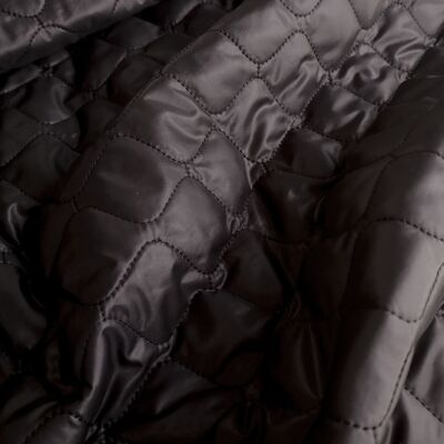 Tissu polyester matelassé doublé fourrure couleur noir - Cuers