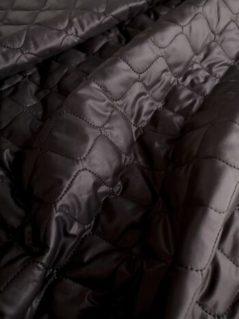Tissu polyester matelassé doublé fourrure couleur noir - Cuers 1