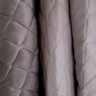 Tissu polyester matelassé doublé fourrure couleur gris - Cuers
