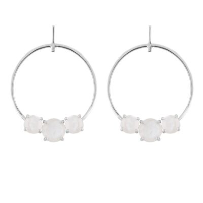 Moonlight White Silver Earrings