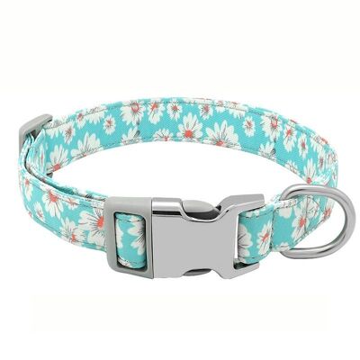 Paws & Son ™ Cool - Hundehalsband - S - Türkises Blumenmuster