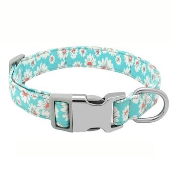 Paws & Son ™ Cool - Collier pour chien - S - Motif floral turquoise