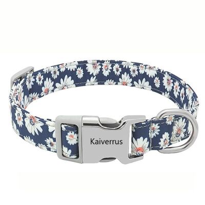 Paws & Son ™ Cool - Collier pour chien - S - Motif fleur bleue