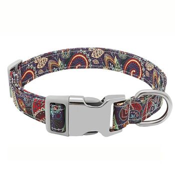 Paws & Son ™ Cool - Collier pour chien - L - Motif végétal bleu