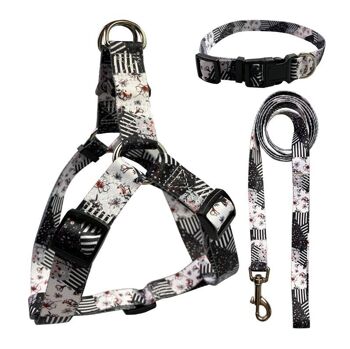 Paws & Son ™ Fancy - Ensemble harnais pour chien - S - Noir et blanc