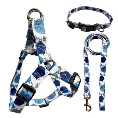 Paws & Son ™ Fancy - Hundegeschirrset - S - Blaue Blume