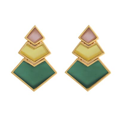 Nefertiti Orange, Yellow, Green Earrings