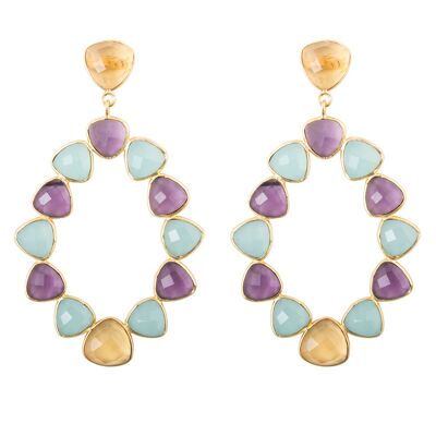 Pendientes Palmira Morado, aguamarina