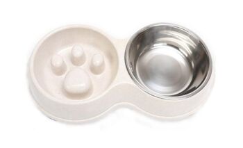 Paws & Son ™ - Gobelet combiné nourriture et boisson pour animaux avec fonction anti-fringales - Crème 1