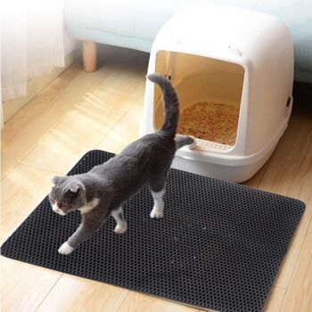 Paws & Son ™ Catmat - Tapis de sable de toilette pour chat - Noir - L - 45cm x 60cm 2
