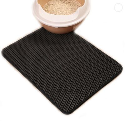 Tapete para gatos Paws & Son ™ - Tapete de arena para inodoro para gatos - Negro - XL - 55cm x 75cm