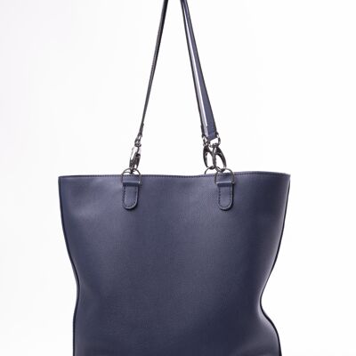 Ruben Navy leather tote bag with zip closure