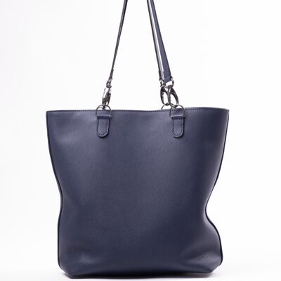 Ruben Navy leather tote bag with zip closure