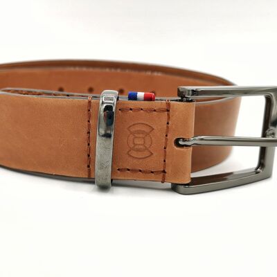 Soft leather belt Camel Origine France Garantie T2
