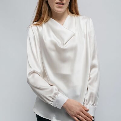 Silk Blouse with Draped Collar