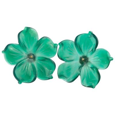 Glassy Green Flowers Earrings