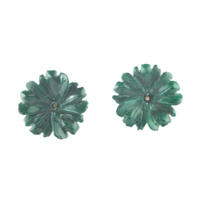 Green Flowers Malachite Earrings