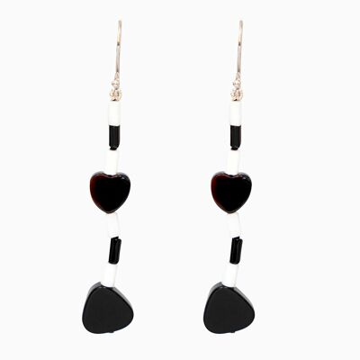 Heart Dangle Agate Earrings