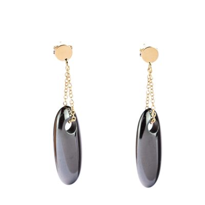 Hematite Oval Drop Earrings