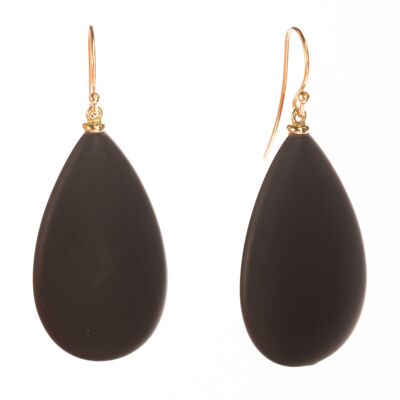 Matte Black Agate Earrings