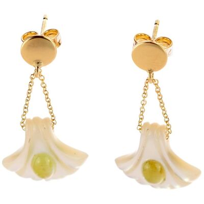 Mother of Pearl and Green Tourmaline Earrings