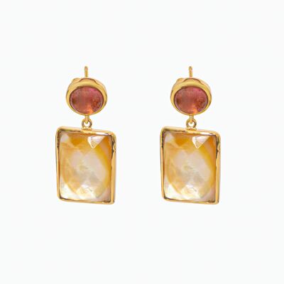 Mother of Pearl and Tourmaline Earrings