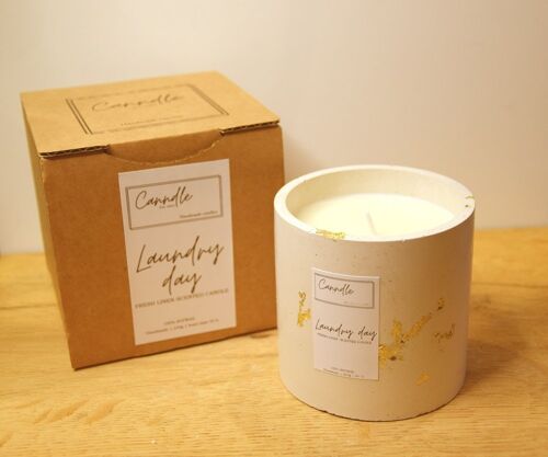 Fresh linen scented candle | concrete candle | 230g/8oz | rapeseed wax