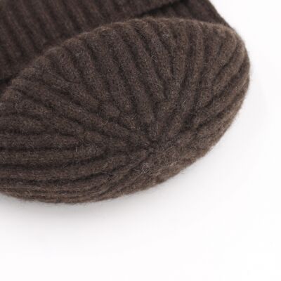 Pure Natural Yak Wool Beanie Rib Hat Natural Brown