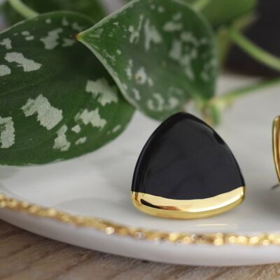 Porcelain earrings - Black/gold
