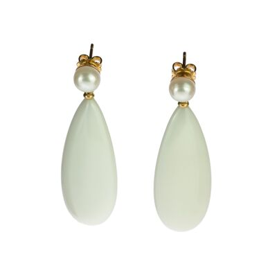 Pearl White Agate Tear Earrings