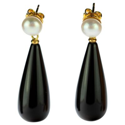 Pearls and Agate Earrings