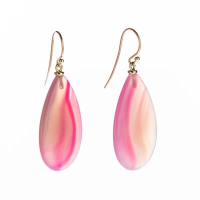 Pink Agate Briolette Earrings