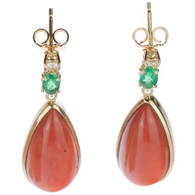 Poetic Coral Gold Earrings