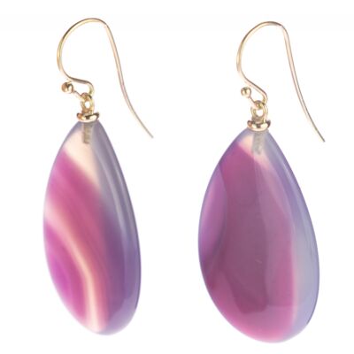 Purple Agate Pear Earrings