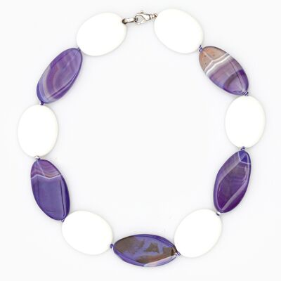 Purple and White Agate Necklace