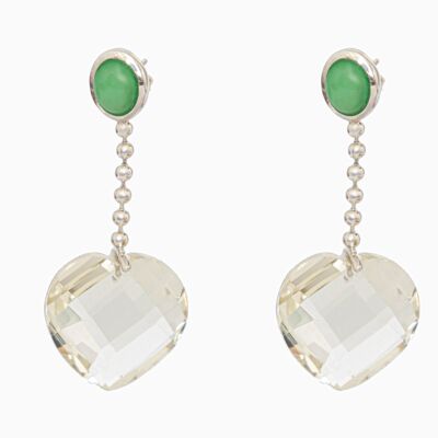 Quartz and Jade Earrings