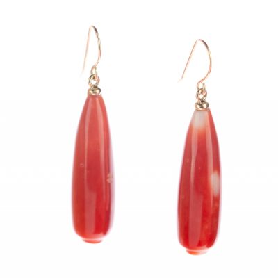 Red Coral Drop Earrings