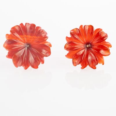 Red Dahlia Earrings