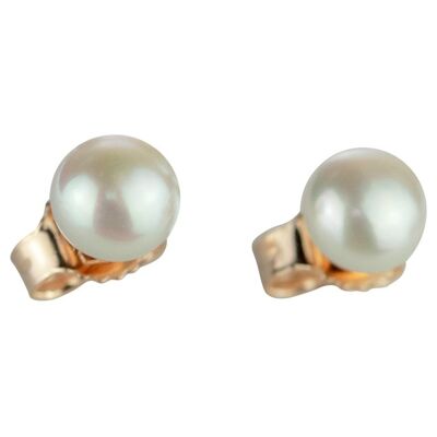 Rose Gold Pearl Stud Earrings