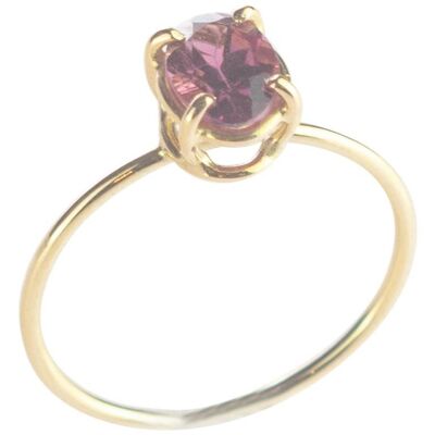 Rubellite Oval Gold Ring